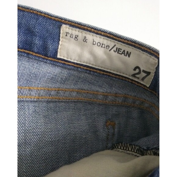 Rag Bone Women's 27 Skinny Relay Racer Jeans Blue Side Striped Ankle Zip - Picture 5 of 12